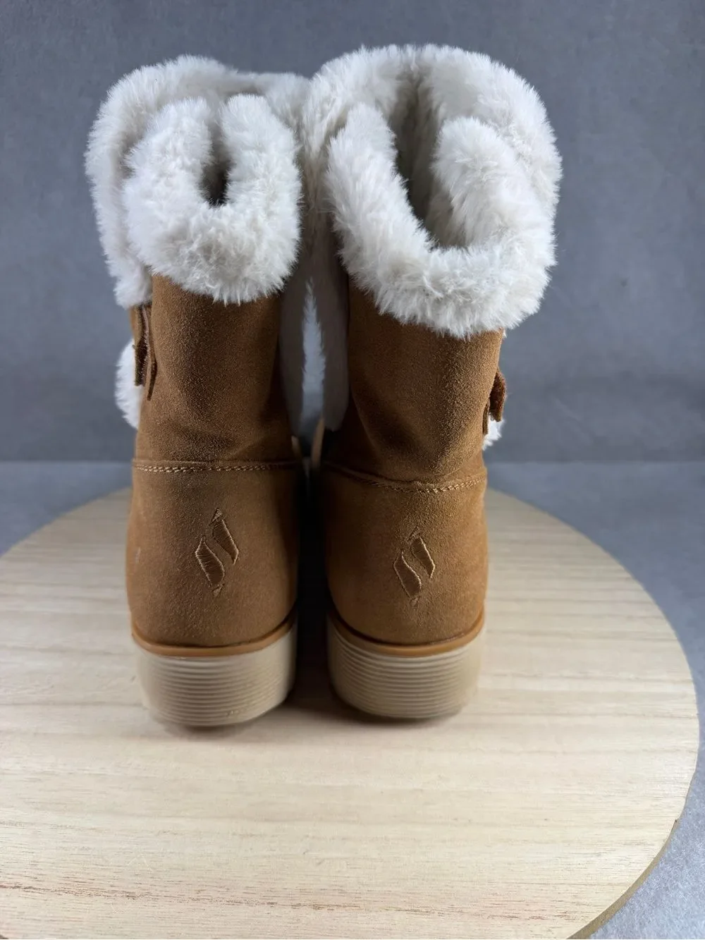 Skechers Keepsakes Wedge Cozy Peak Mid Calf Boots (Women) Size 9 Tan
